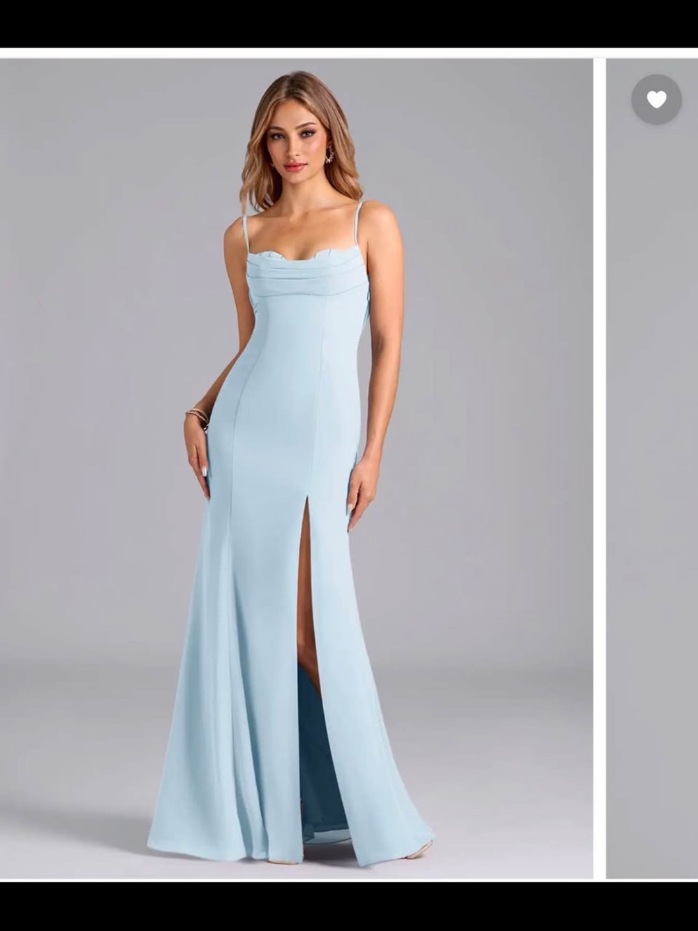 Azazie Light Blue Spaghetti Strap Prom Gown